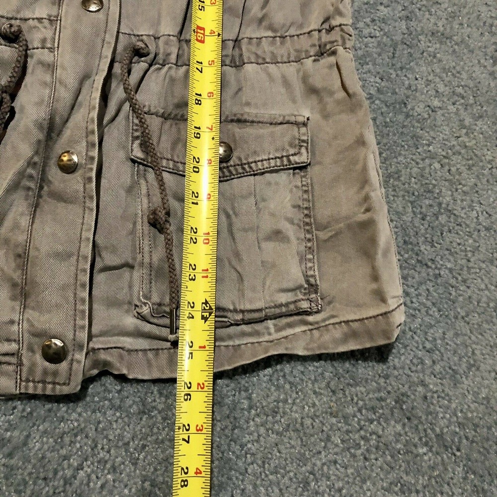 Max Jeans Utility Vest Small Gray 4 Pockets Full Zip w/ Snaps Adjustable Waist - Picture 9 of 11